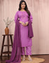 chic purple cotton slub designer party wear readymade salwar suit with purple cotton slub of-13732-acy4526 Front View